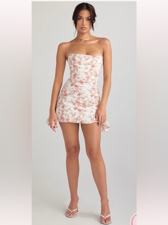 House of Cb JASMINE Rose Print Draped Corset Dress - Picture 4 of 13